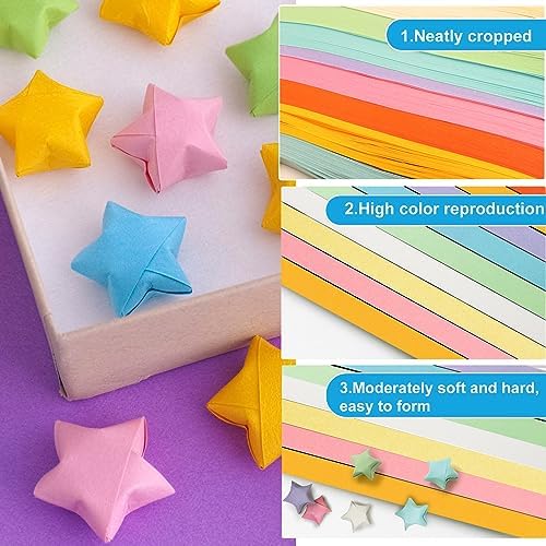 FoDau770 Solid Color Star Paper Strips - 1080 Sheet, 10 Colors