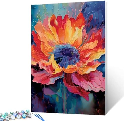 Sacred Peony Flower Paint by Number for Adult, Graffiti Painting by Number Kits On Canvas，DIY Oil Painting Acrylic Paints Painting,Living Room Decoration(Without Frame)