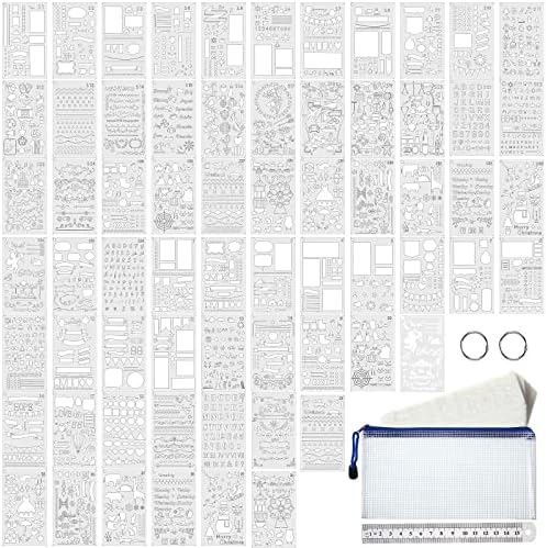Teling 66 PCS Journal Stencils Planner, Bullet Drawing Templates Set