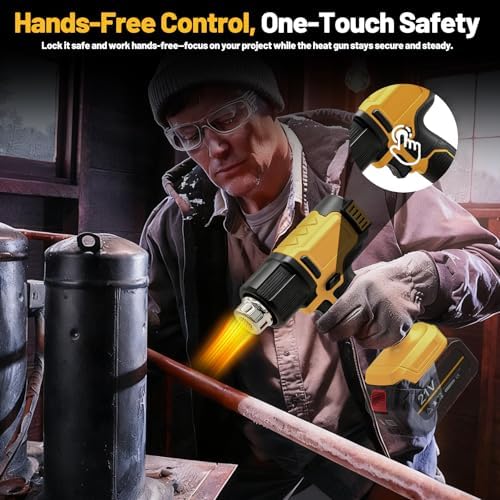 Cordless Heat Gun Compatible with Dewalt Battery, Hot Air Gun Kit with LCD Display and 3 Nozzles, Max 540°C (1004°F), Heat Gun for Shrink Tubing, Crafts, Paint Removal (Tool Only, No Battery)
