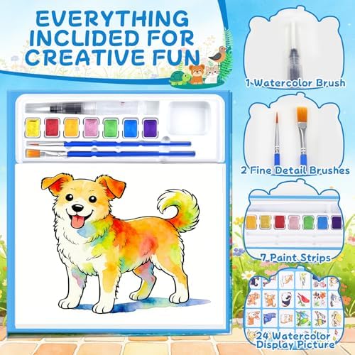 CHICAUP Paint with Water Coloring Books for Kids, Pet Themed Watercolor Painting Kit Painting Activity for Children, Creative Arts Crafts Drawing Gift Toy for Boys & Girls Ages 3-12