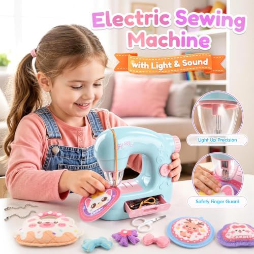 WeeHomm Kids Sewing Machine Toy Beginners Kit, Craft Gift for Girls 4-12