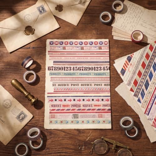 TaoBary 33 Rolls Washi Tape Set, 15mm Holiday Seasonal,Postal Style