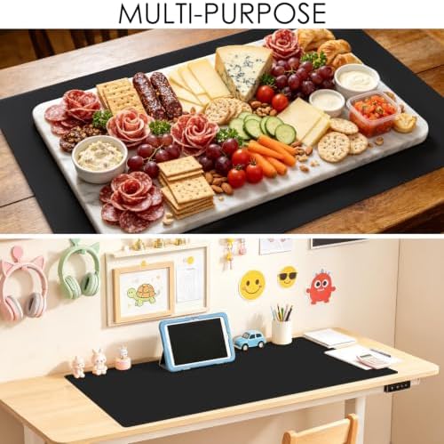 Thick(2MM) Extra Large Silicone Mat For Kitchen Counter 39.4"x23.6" Silicone Table Mat For Resin Workbench Mat Heat Resistant Mat Coffee BarMat, Black