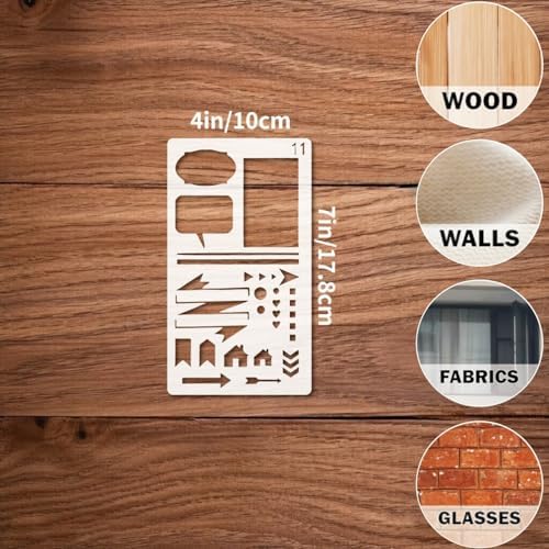 12pcs Journal Stencils 4 * 7 Inch Reusable Plastic Templates Set Planner Stencils Paint Template Bullet Journaling Supplies for Daily Planner Weekly Schedule Habit Tracker Note