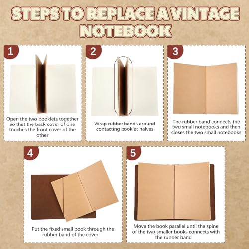 Thenshop Leather Travel Notebook 3 Inserts,Coffee Color,A5 Size