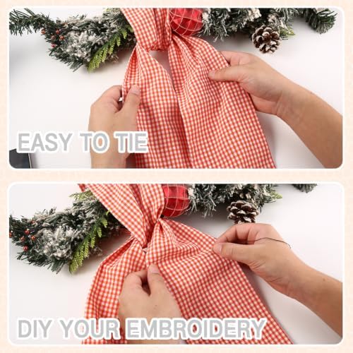 Wreath Sash for Front Door, Buffalo Plaid Fall Sash for Monogram Embroidery, Front Door Porch Decor, Autumn Thanksgiving Wreath Accessories, 5'' W x 54'' L