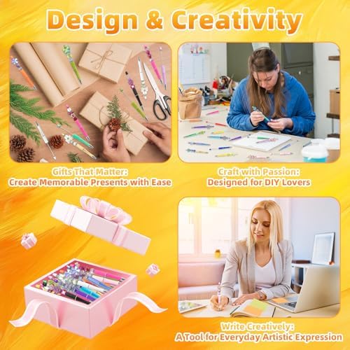420 Pieces DIY Beadable Pen Bulk Kit – 140 PCS Ballpoint Pen with Refills & Bags – Perfect for Beads Pens Supplies, Beaded Pens for DIY Crafting – Office Supplies & Teacher Accessories (Colorful)