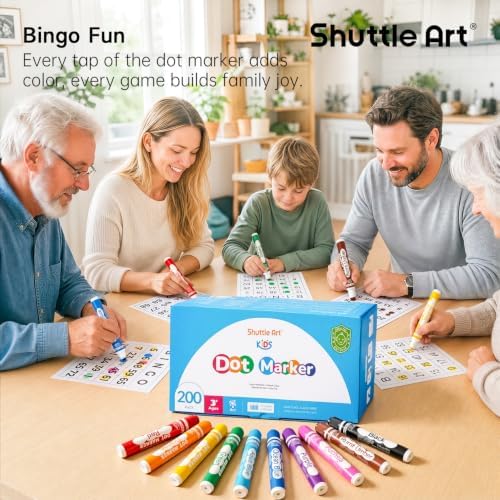 Shuttle Art 200 Pack Dot Markers, 10 Colors x 20 Sets Washable Bingo Daubers for Kids Toddlers, Non-Toxic Water-Based Art Supplies for Preschoolers and Classroom