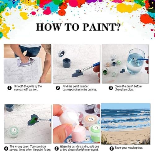 EIBEILI Seaside Scenery Paint by Numbers Kit for Adults Beginner,Beach Adult Paint by Number Kits on Canvas,Easy Canvas Paint by Numbers for Adults for Home Wall Decoration 12 X 16 inch