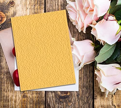 ALIBBON Flower Background Plastic Embossing Folders for Card Making, Flower Frame Embossing Folders for DIY Scrapbooking, Lace Flowers Template Folders for Paper Craft Photo Album Decorations