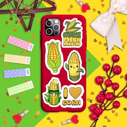 Corn Stickers for Water Bottle and Laptop - Corn Party Supplies & Decorations, Waterproof Vinyl Decals, Cute Vegetable and Farm Stickers, Gifts for Women & Men