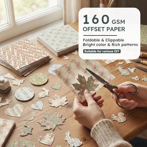 6in Flowers Scrapbook Paper Pad - 24 Sheets Double Sided Aesthetic Design Patterns for DIY Crafts Photos Album Junk Journal Decorative Decoupage Card Making Wedding Gifts Wrapping Material