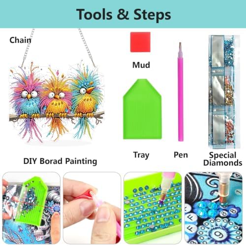 AIBOERL Bird Diamond Art Kits for Adults, Acrylic Hanging Suncatcher