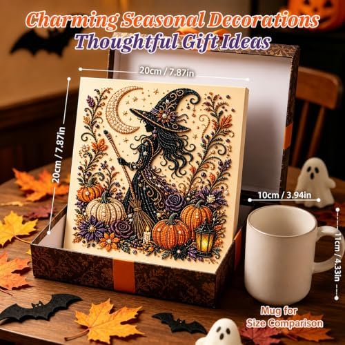 GYZOMKBIU Halloween Pearl Art Kit, Halloween Witch PearlArt DIY Kit for Adults Spooky Cute 3D Pearl Diamond Art Kit, DIY Dimond Art Paintings Home Decor Wall Art, Beginner DIY Seasonal Party Gift