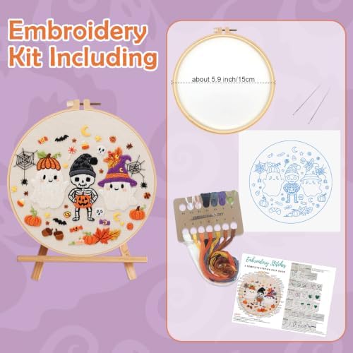 Nuberlic Halloween Embroidery Kit for Beginners Adult