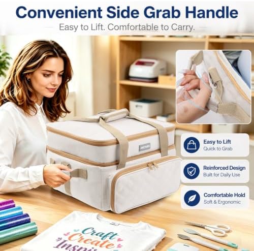 AMOIGEE Double-Layer Carrying Case, Craft Organizer for Cricut Accessories