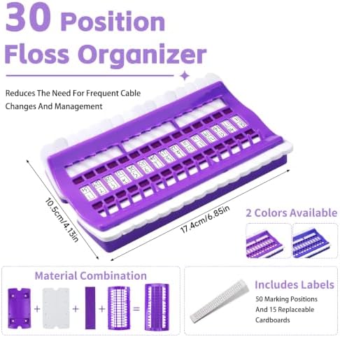 LOKUNN Embroidery Floss Organizer 30 Positions 2 Pcs Thread Organizers