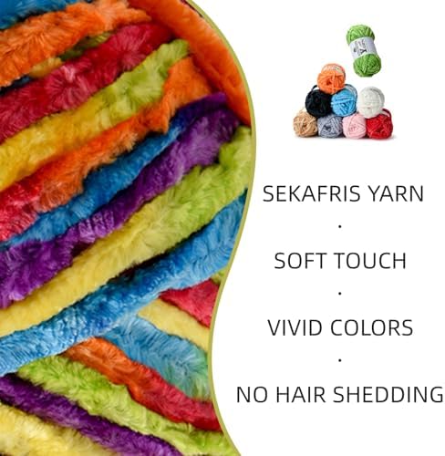 Chenille Crochet Rainbow Yarn 4 Pack