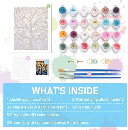Paint by Numbers Kit for Adults, Tree of Life Acrylic Canvas Painting Set