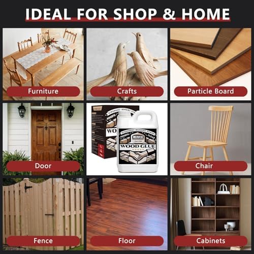 Meuvcol Wood Glue 1 Gallon, Ultimate Wood Glue for Furniture Heavy Duty, Furniture Glue for Woodworking,Crafts, Clear Strongest Glue for Wood, Cabinets, Chair Legs