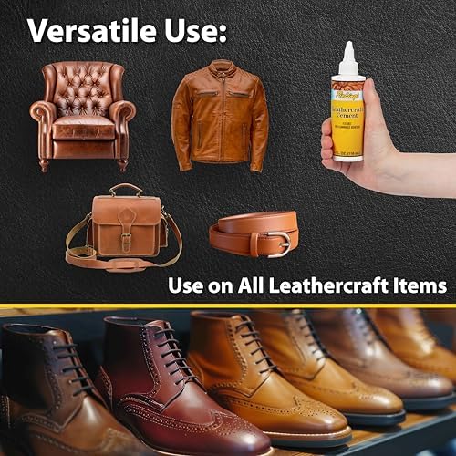 Fiebing's Leathercraft Cement - 4 oz Leather Glue Adhesive - Quick Drying, High Strength, Flexible, Permanent Bonding Leather Repair for Jackets, Shoes, Furniture, Purse - Non-Toxic & Non-Flammable