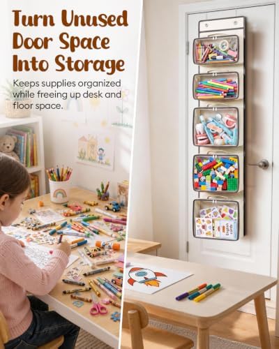 Over the Door Organizer, Hanging Craft and Art Supply Storage, Beige