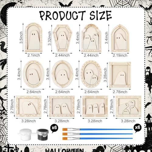 Simgoing 12 Set Adult Halloween Craft, Wood Ghost DIY Frame, Ordinary Style
