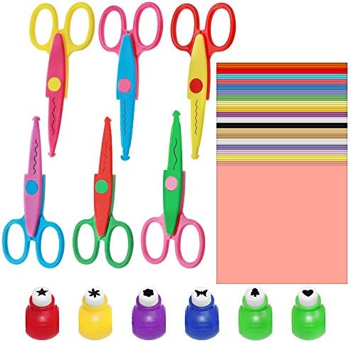 Set of 112, DIY Craft Supplies Set, findTop Craft Punch, Creative Scissors and Origami Paper Double Sided Color for Crafts, Scrapbooking, DIY Photo & Art Projects