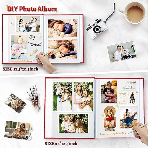 Artfeel Photo Album Self Adhesive Scrapbook,120 Pages Large Photo Book for 4x6,5x7,8x10 Pictures,DIY Album for Baby Wedding Family Travel Birthday,with Metallic Pen and Scraper