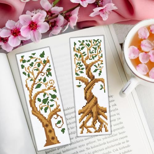 ORIGACH 6 Set Tree of Life Cross Stitch Bookmark Kit for Beginner