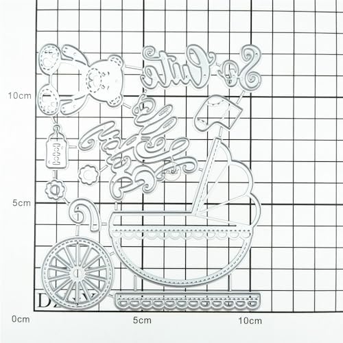 Patchwork Baby Stroller Bear Metal Cutting Dies for Card Making
