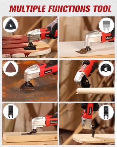 AVID POWER Oscillating Tool 3°Oscillation Angle 22,000 OPM Oscillating Saw | Universal Interface, 12 Oscillating Multi Tool Accessories, for Light Duty Cutting, Grinding, Sanding, Scraping - Red