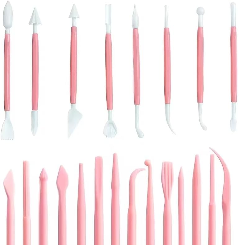 22 PCS Clay Sculpting Tools Set, Pink Air Dry Clay Tools & Polymer Clay Tools Kit, Double-Ended Plastic Modeling Tools for Pottery, Polymer Clay, Air Dry Clay & DIY Crafting for Adult