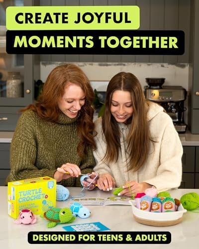 Granny Squirrel Turtle Crochet Kit for Beginners - DIY Amigurumi Animal Craft Kit with Full HD Video Tutorials & Easy No-Split Yarn - Complete Starter Set for Adults & Kids (Ages 13+)