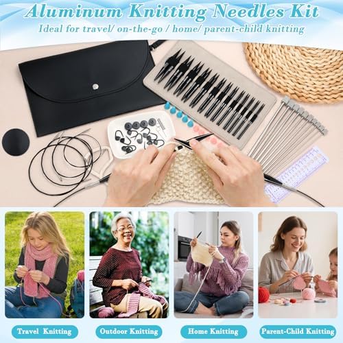 13 Pairs Interchangeable Knitting Needles Set with 4 Flexible Cables