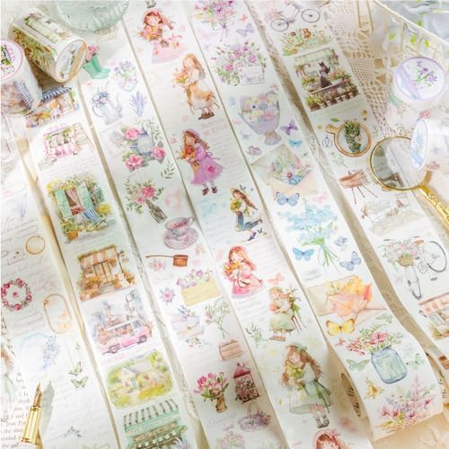 Alideco 6 pcs Decorative Adhesive Tapes Cartoon PET Tape Great for Bullet Journal Supplies, Arts, Scrapbook, DIY Crafts, Planners(huahuibiankuang) (xindonghuadian)