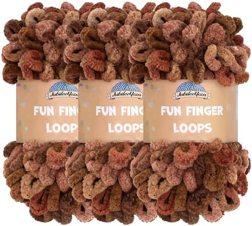 JubileeYarn Fun Finger Loops Yarn - 100g/Skein Jumbo Polyester - Gaia - 3 Skeins
