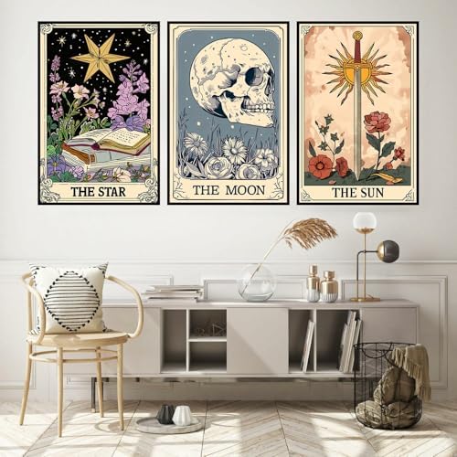 Axquilon 3 Packs Tarot Framed Paint by Numbers Kit for Adults 8x10in