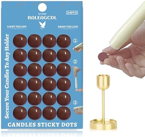 Candle Sticky Dots - Brown Wax Candle Adhesive Dots for Secure Candle Placement - Easy Clean and Traceless Adhesive for DIY Projects - Pack of 24