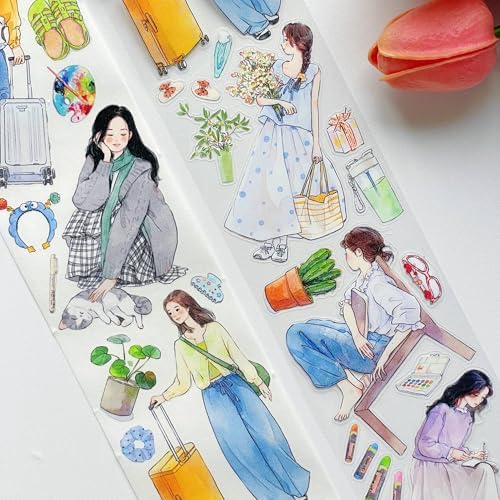WT Pre-Cut Hello Weekend Wide PET Tape, 1 Roll (70mm x 5m), Original Weekend Lifestyle Designs, Waterproof Decorative Tape for Journaling, Planners, Scrapbooks & DIY Crafts