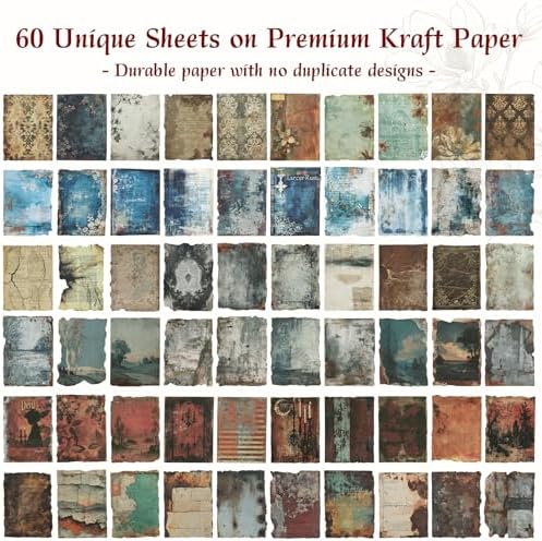 Dizdkizd 60 Sheets Vintage Scrapbook Paper Junk Journal Sticker Set