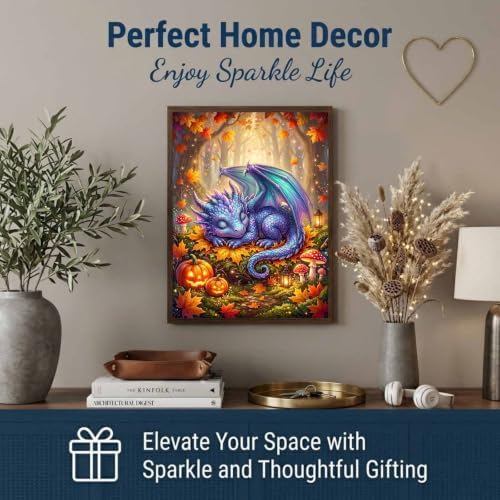 Forest Dragon Diamond Art Kits for Adults, Fall Fantasy Diamond Painting