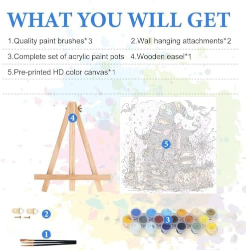 bleihum Halloween Paint by Numbers Kit for Adults with Frame Easel