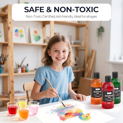 Nicpro 12 Colors Liquid Watercolor Paint Set, 8.45oz Large Bulk Water Color