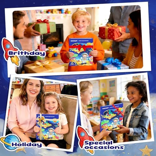 CHICAUP Paint with Water Coloring Books for Kids, Watercolor Paint Set Painting Activity for Kids Ages 3-5 4-8, Arts Crafts Drawing Gift Toy for Boy Girl (Dark Blue)