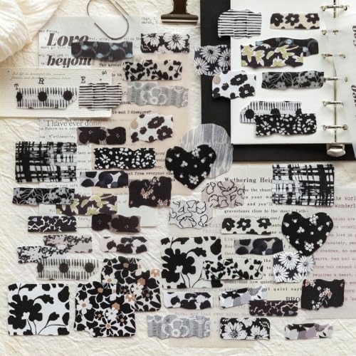 300 Pcs Fabric Texture Washi Stickers, 6 Packs Vintage Scrap Decals