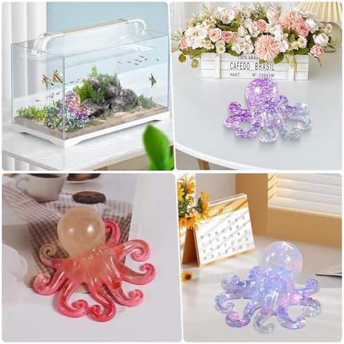 2 Pack Animal Silicone Molds, Octopus Resin Molds with Realistic Octopus Shapes, 3D Lifelike Silicone Molds for Resin Casting, DIY Crafts Halloween Home Wall Desktop Decor (Octopus)