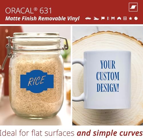 ORACAL 631 Matte Gentian Blue Vinyl Durable Roll Easy to Weed Permanent Adhesive Craft Vinyl for Plotting Machines, Decals & DIY Projects 12” x 15ft + Transfer Tape 12" x 24"