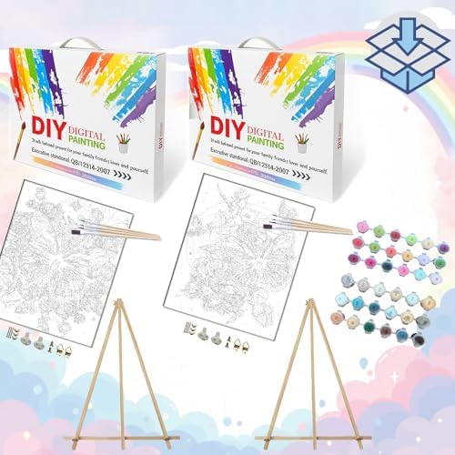 BAISITE Paint by Numbers Kit for Adults Beginners,12" Wx16 L 2 Pack Canvas for Painting Kits for Adults in Colorful Box 5152 Already Framed